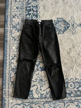 Zara Black Ripped Boyfriend Jeans